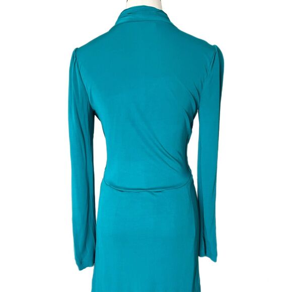 Diane Von Furstenberg Stacia Front Twist Layered Jersey Midi Dress Teal Size 6 - Picture 4 of 6